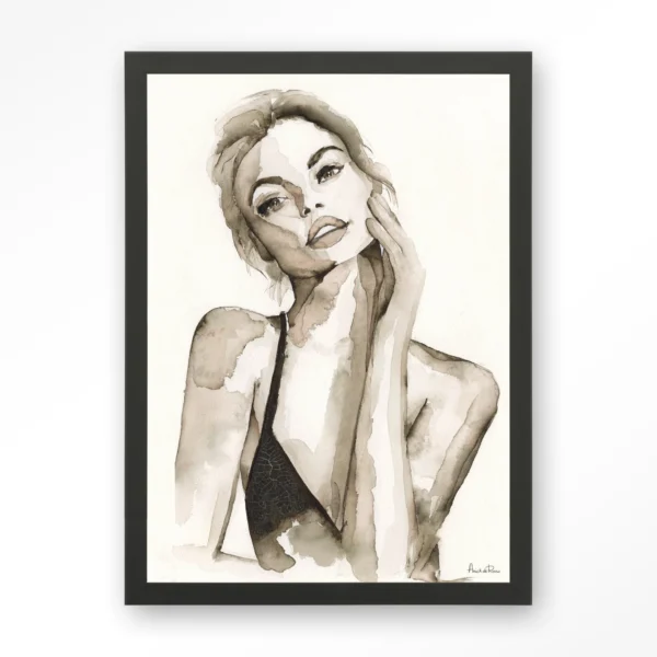 23002-a-woman-s-face-art-print-wooden-frame-black A Woman's Face - Art print