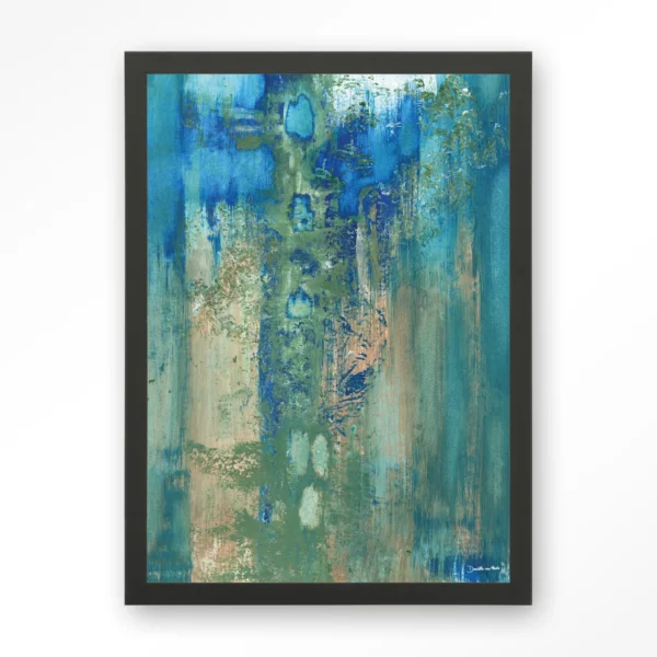 23064-blue-green-abstract-art-print-wooden-frame-black Blue Green Abstract - Art print