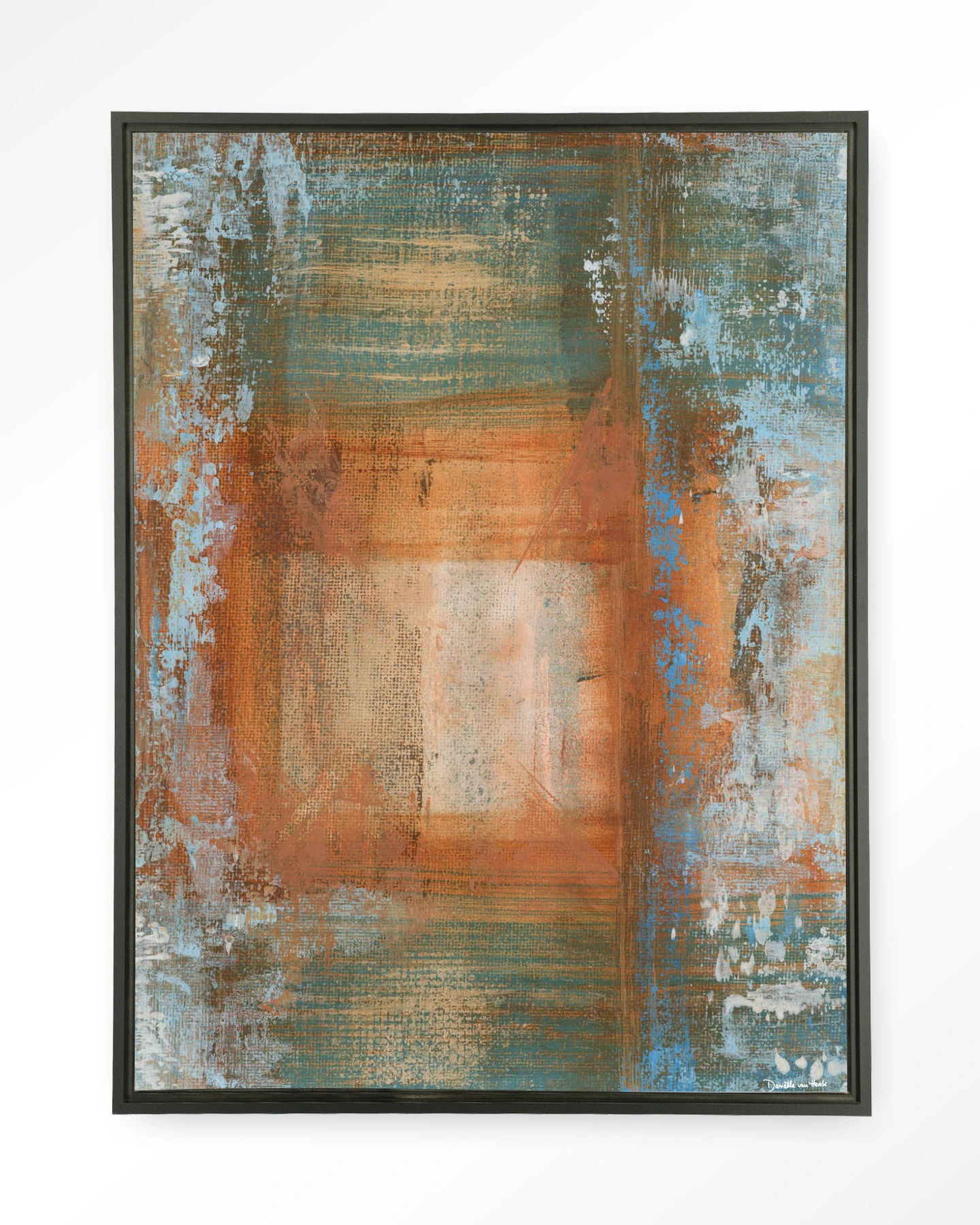 Blue Ocker Abstract 1 - Wandkleed - Afbeelding 5