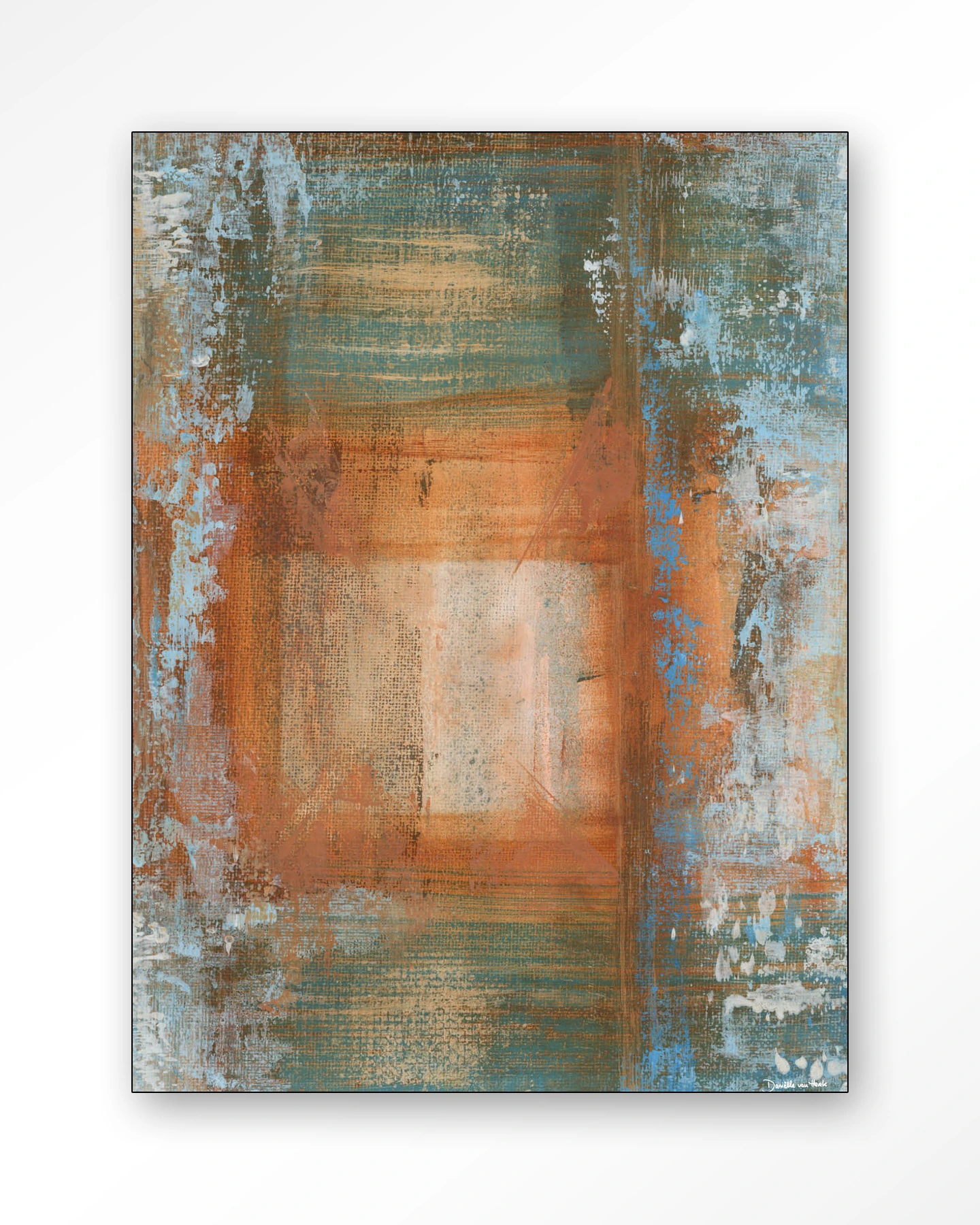 Blue Ocker Abstract 1 - Wandkleed - Afbeelding 2