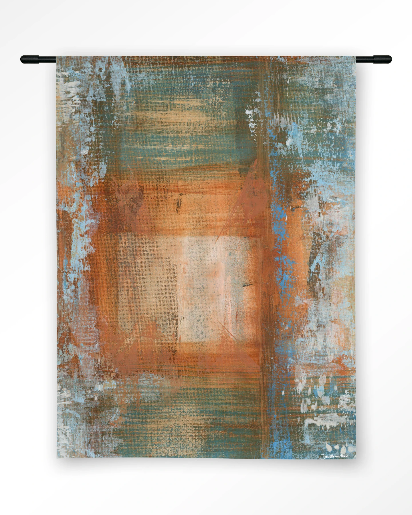 Blue Ocker Abstract 1 - Wandkleed - Afbeelding 3