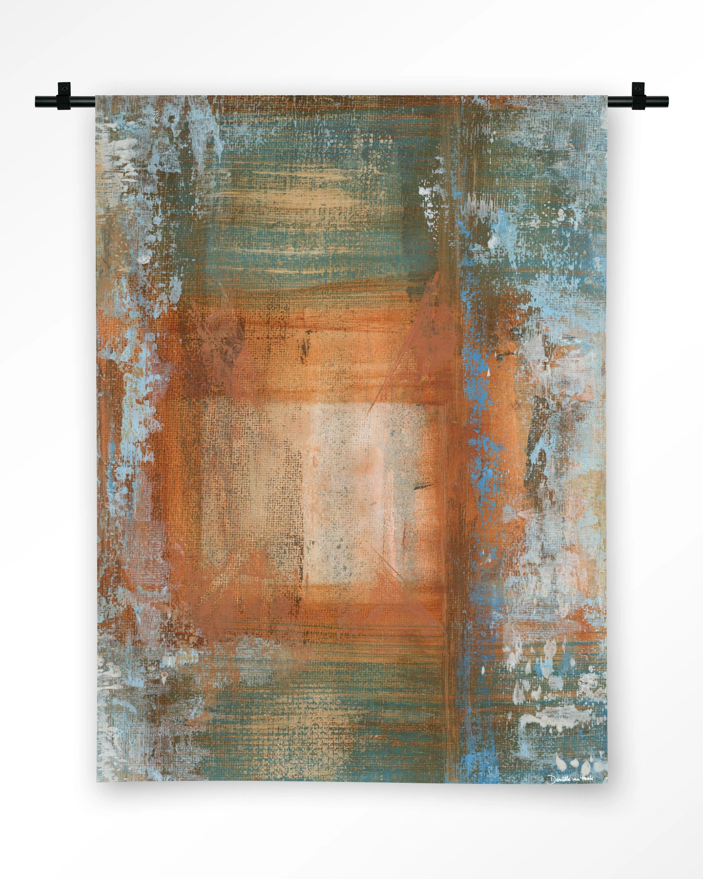Blue Ocker Abstract 1 - Wandkleed - Afbeelding 4