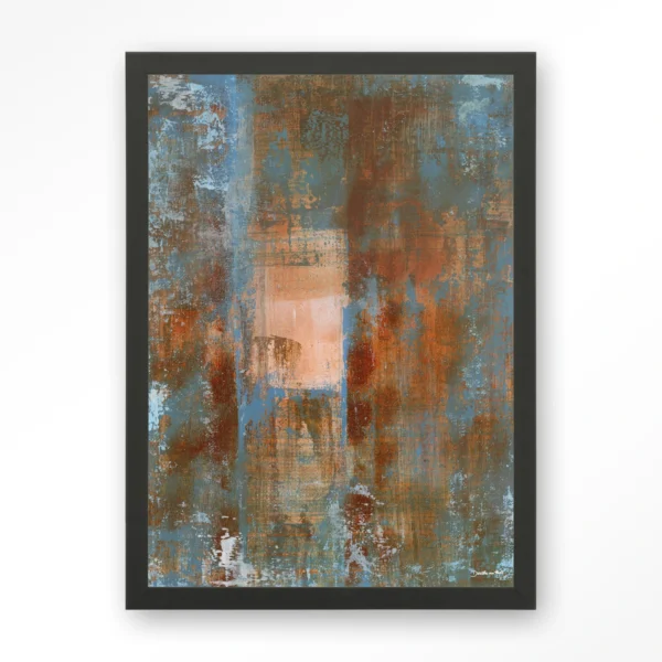 23066-blue-ocker-abstract-2-art-print-wooden-frame-black Blue Ocker Abstract 2 - Art print