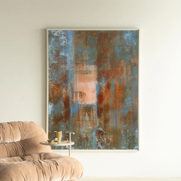Blue Ocker Abstract 2 - Wandkleed