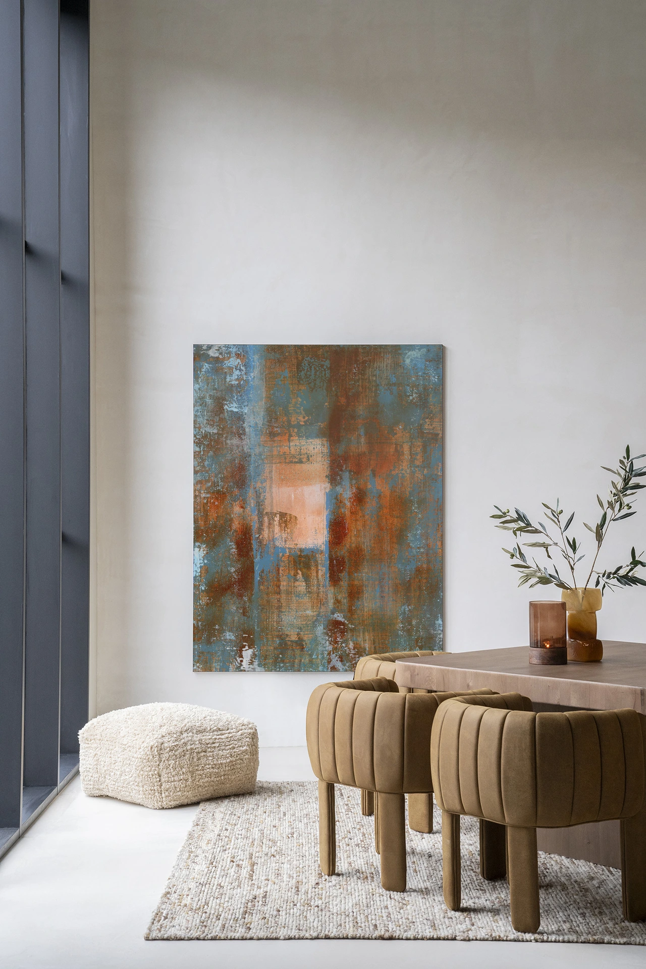 Blue Ocker Abstract 2 - Wandkleed - Afbeelding 4