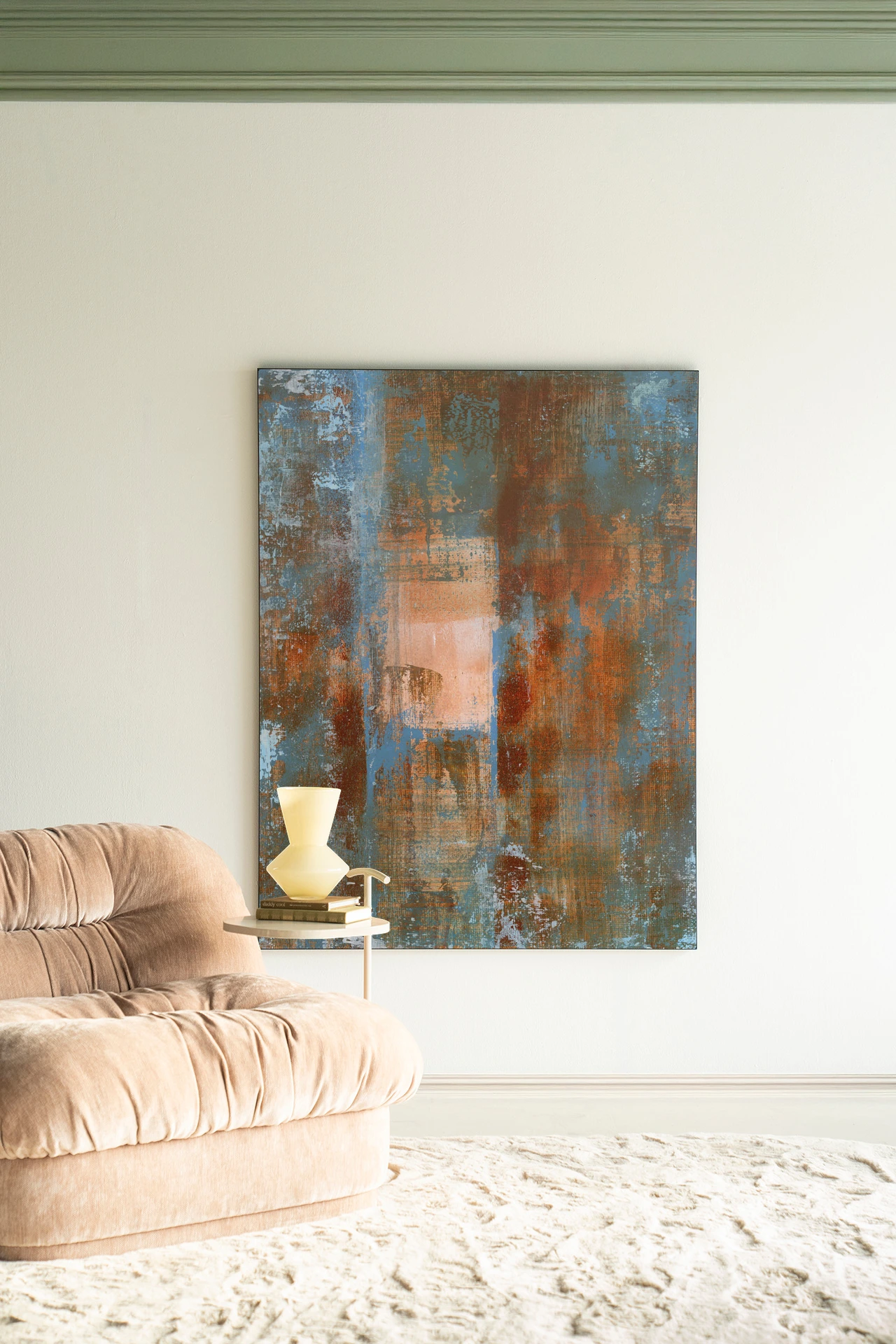 Blue Ocker Abstract 2 - Wandkleed - Afbeelding 2