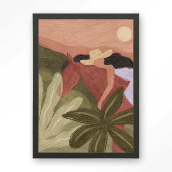 24070-horse-sunset-art-print-wooden-frame-black Horse Sunset - Art print