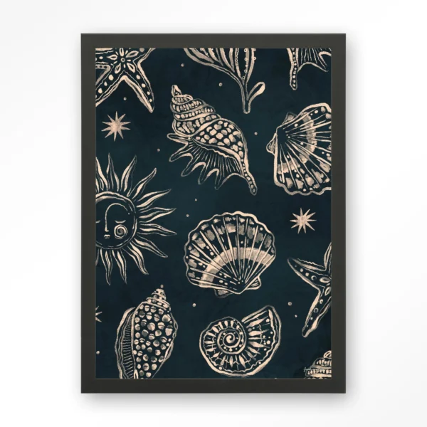24073-seashells-midnight-art-print-wooden-frame-black Seashells Midnight - Art print