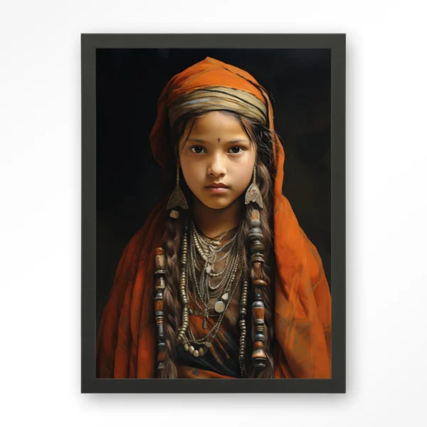 24134-traditional-girl-art-print-wooden-frame-black Traditional Girl - Art print