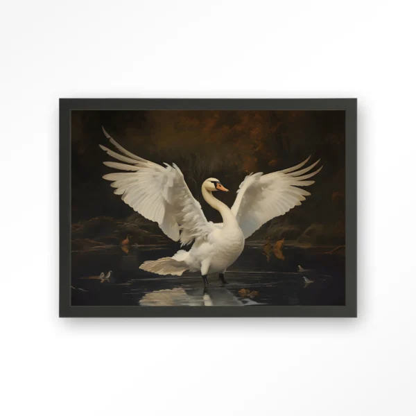 24136-swan-lake-art-print-wooden-frame-black Swan Lake - Art print