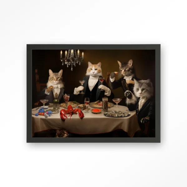 25059-cat-supper-art-print-wooden-frame-black Cat Supper - Art print
