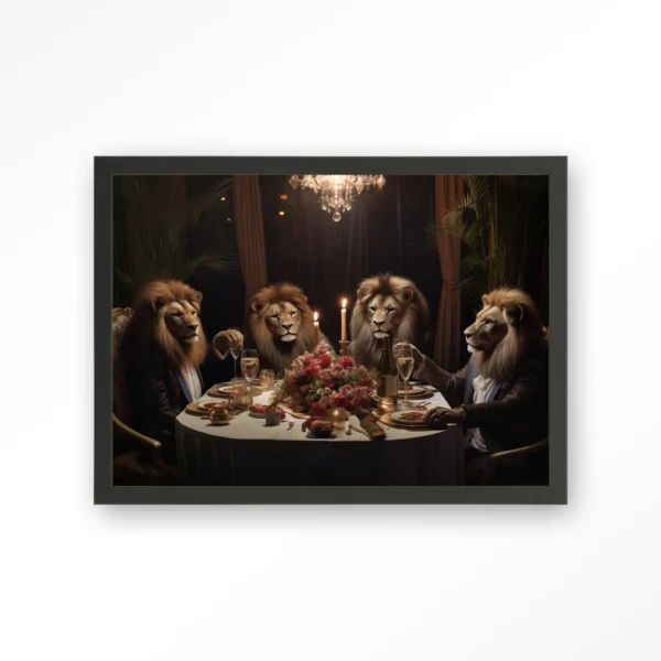 25065-lions-dinner-art-print-wooden-frame-black Lions Dinner - Art print
