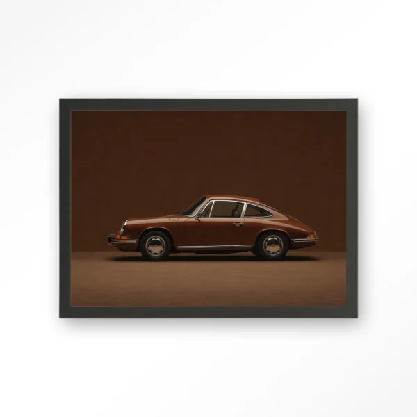 25196-brown-porsche-art-print-wooden-frame-black Brown Porsche - Art print