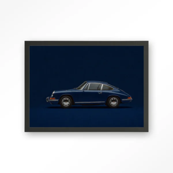 25197-blue-posche-art-print-wooden-frame-black Blue Porsche - Art print