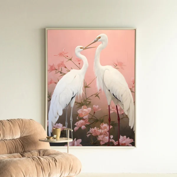 25235-horseriding-lady-wandkleed-floating-frame-4 Pink Love Birds - Wandkleed