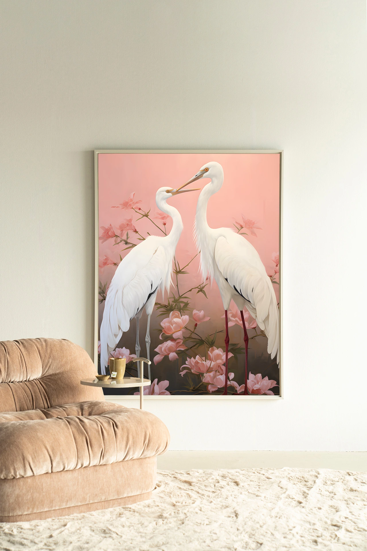 Pink Love Birds - Wandkleed