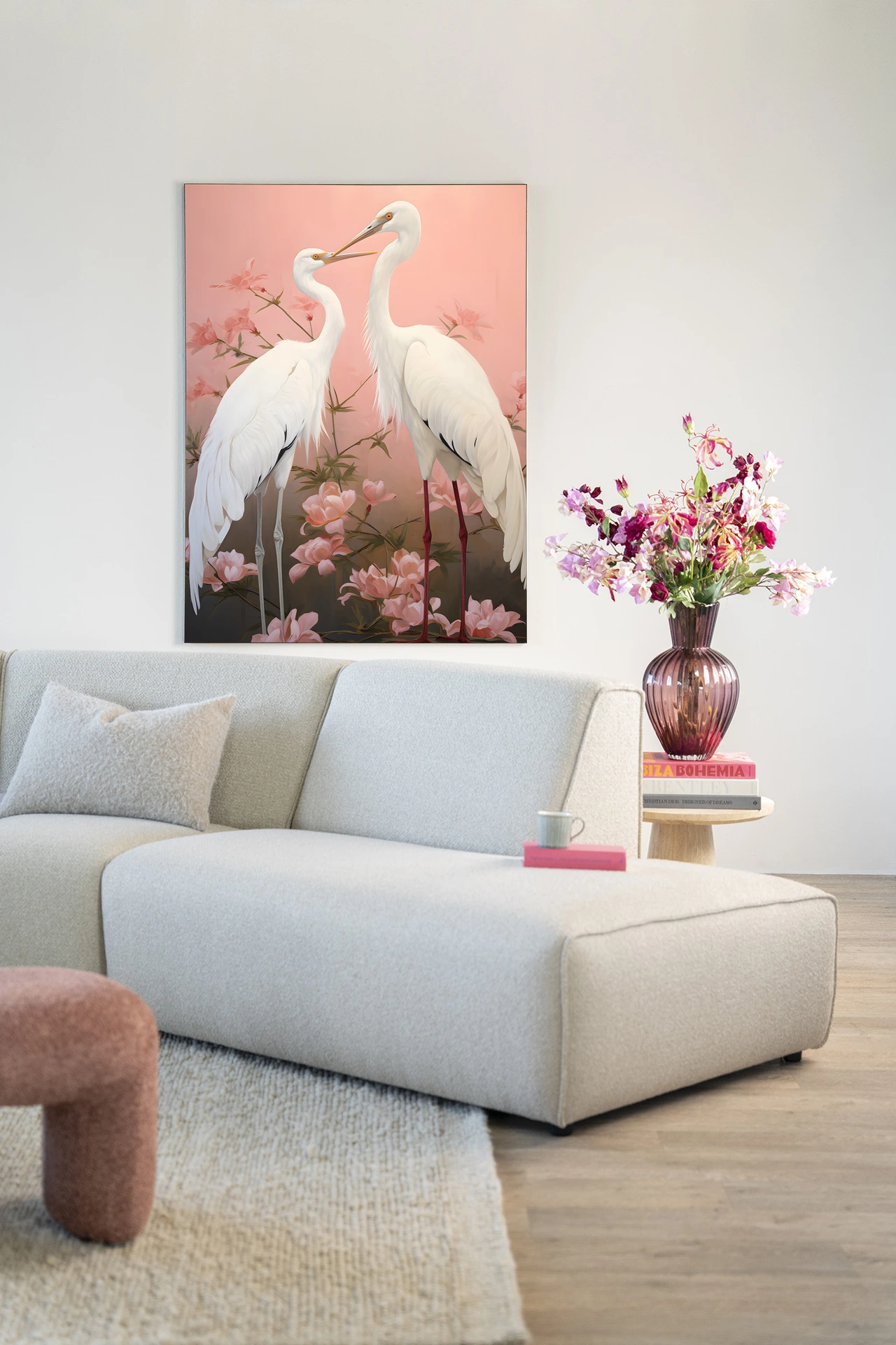 Pink Love Birds - Wandkleed - Afbeelding 2