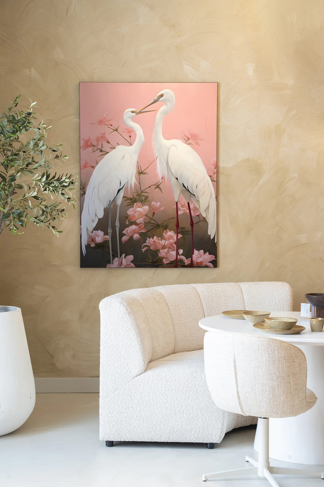 Pink Love Birds - Wandkleed - Afbeelding 3