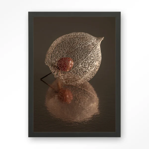 25252-de-reflectie-van-vergankelijkheid-in-bruintinten-art-print-wooden-frame-black De Reflectie Van Vergankelijkheid In Bruintinten - Art print