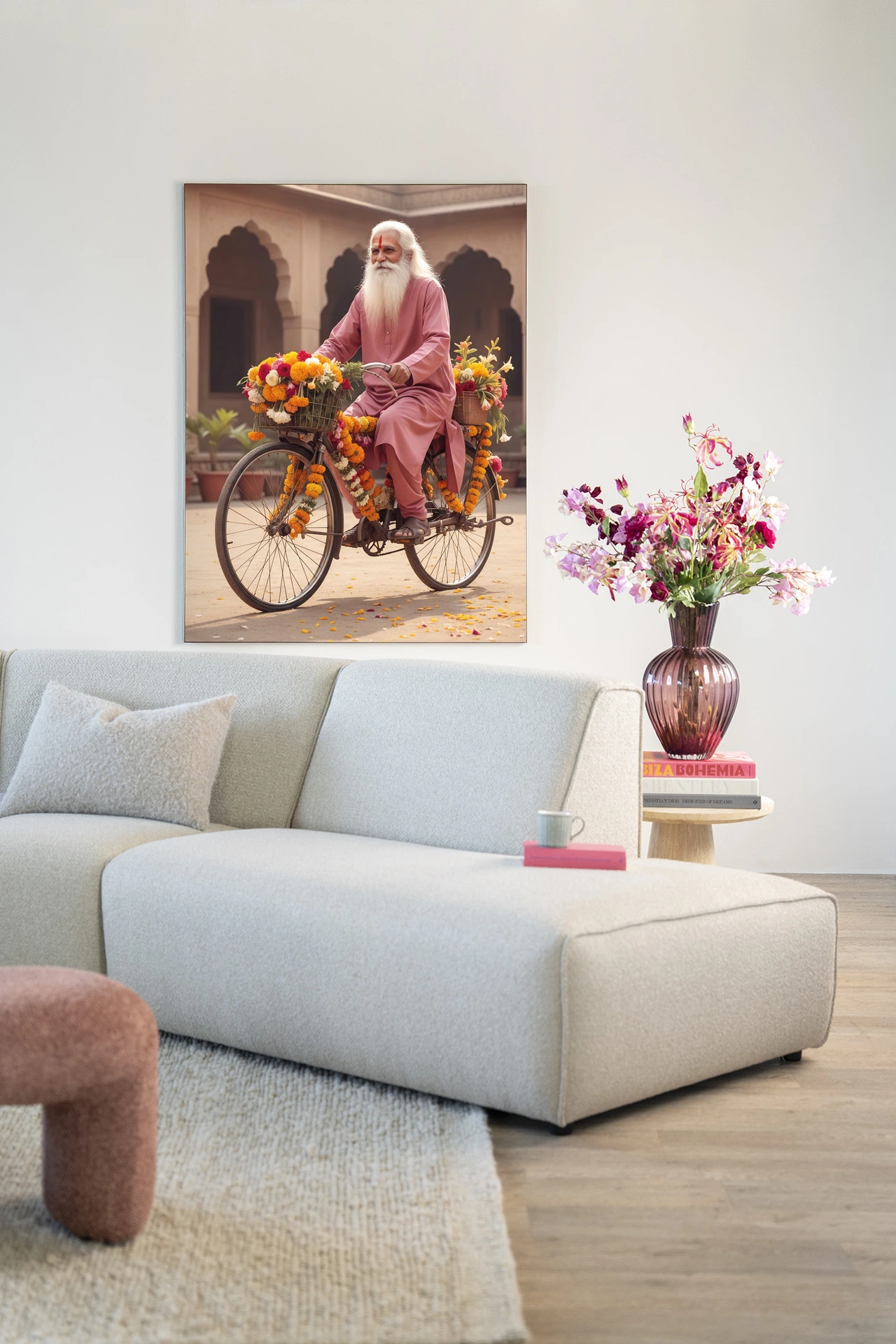 Flower Bike - Wandkleed - Afbeelding 2