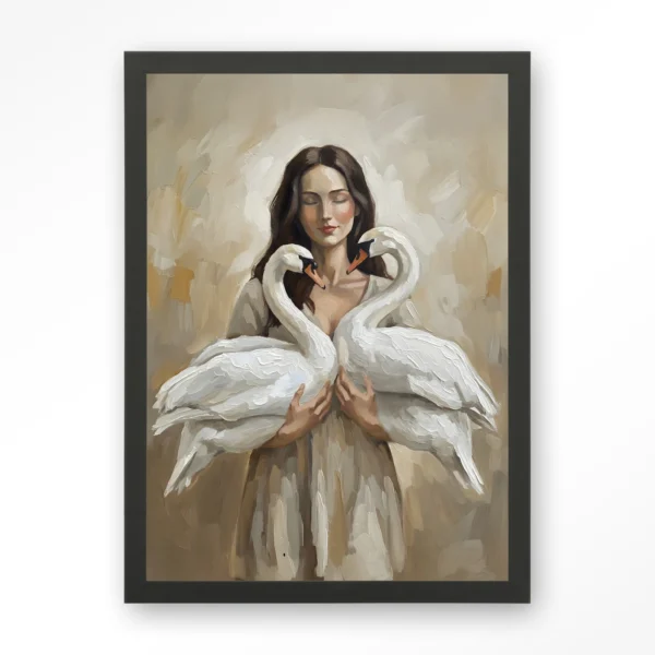25271-swan-children-art-print-wooden-frame-black Swan Children - Art print