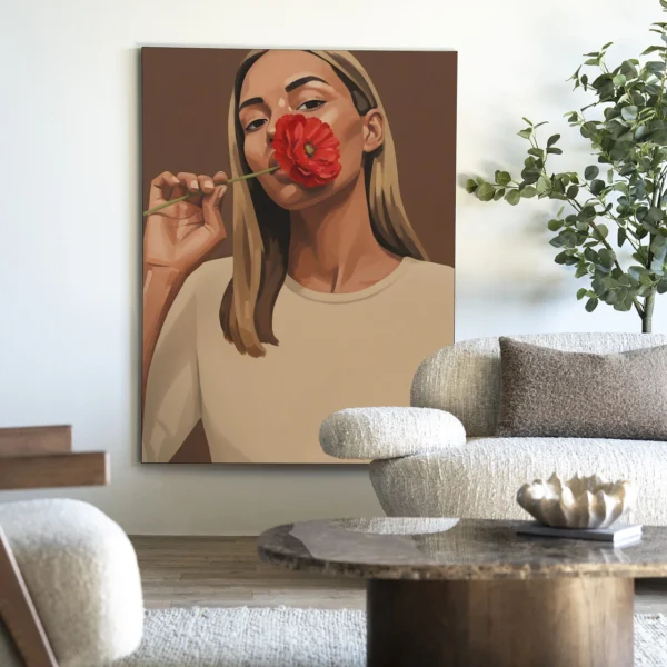 Red Poppy Girl - Wandkleed