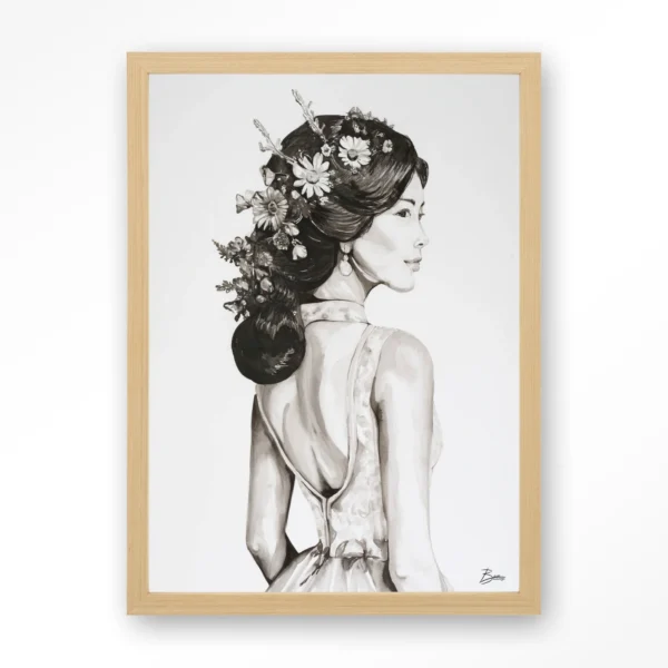 Lady With Blossom - Art print