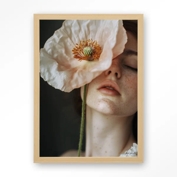 25402-poppy-flower-art-print-wooden-frame-natural Poppy Flower - Art print