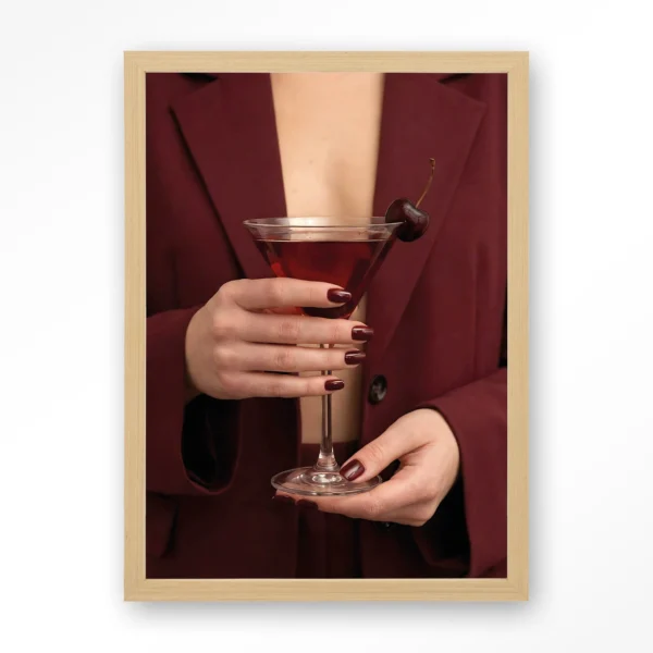 25411-cherry-martini-art-print-wooden-frame-natural Cherry Martini - Art print