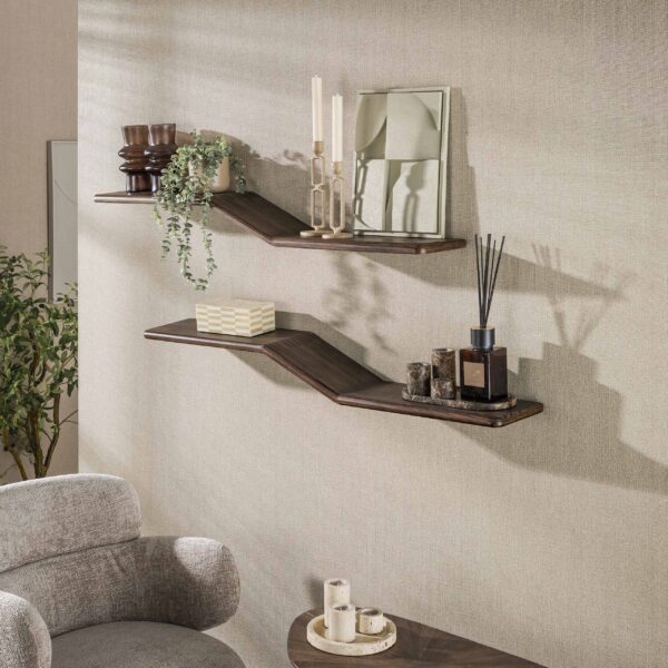 Wandplank Maya Teak S-shape set/2