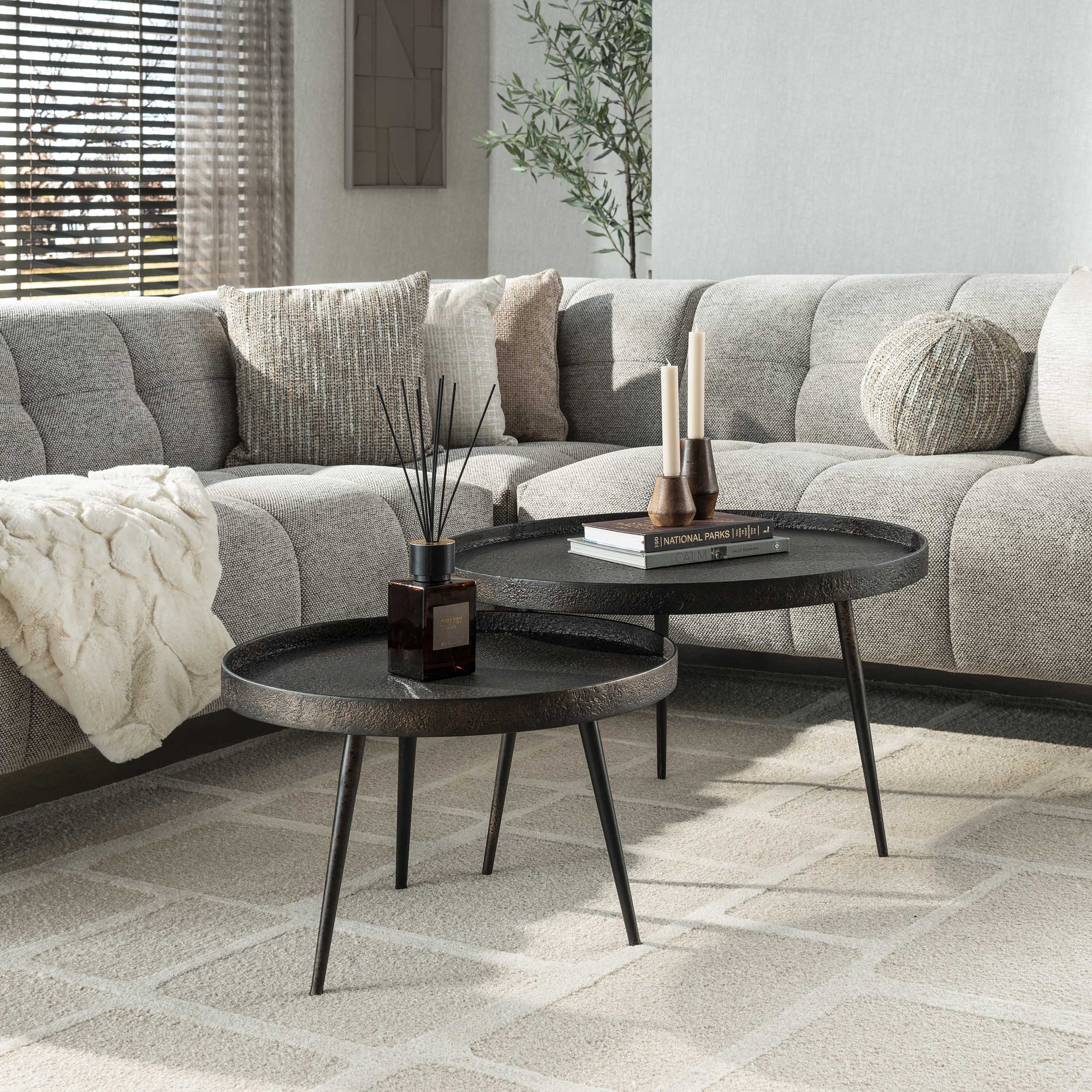 Salontafel Metallic rond set/2
