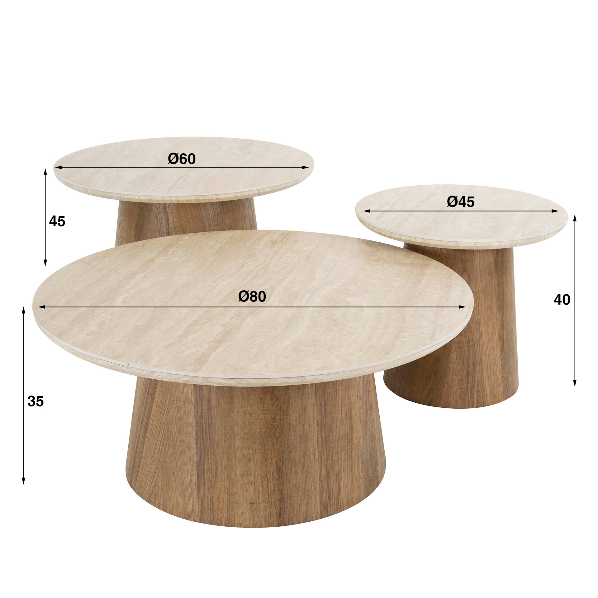 Salontafel Romano rond set/3 - Afbeelding 5
