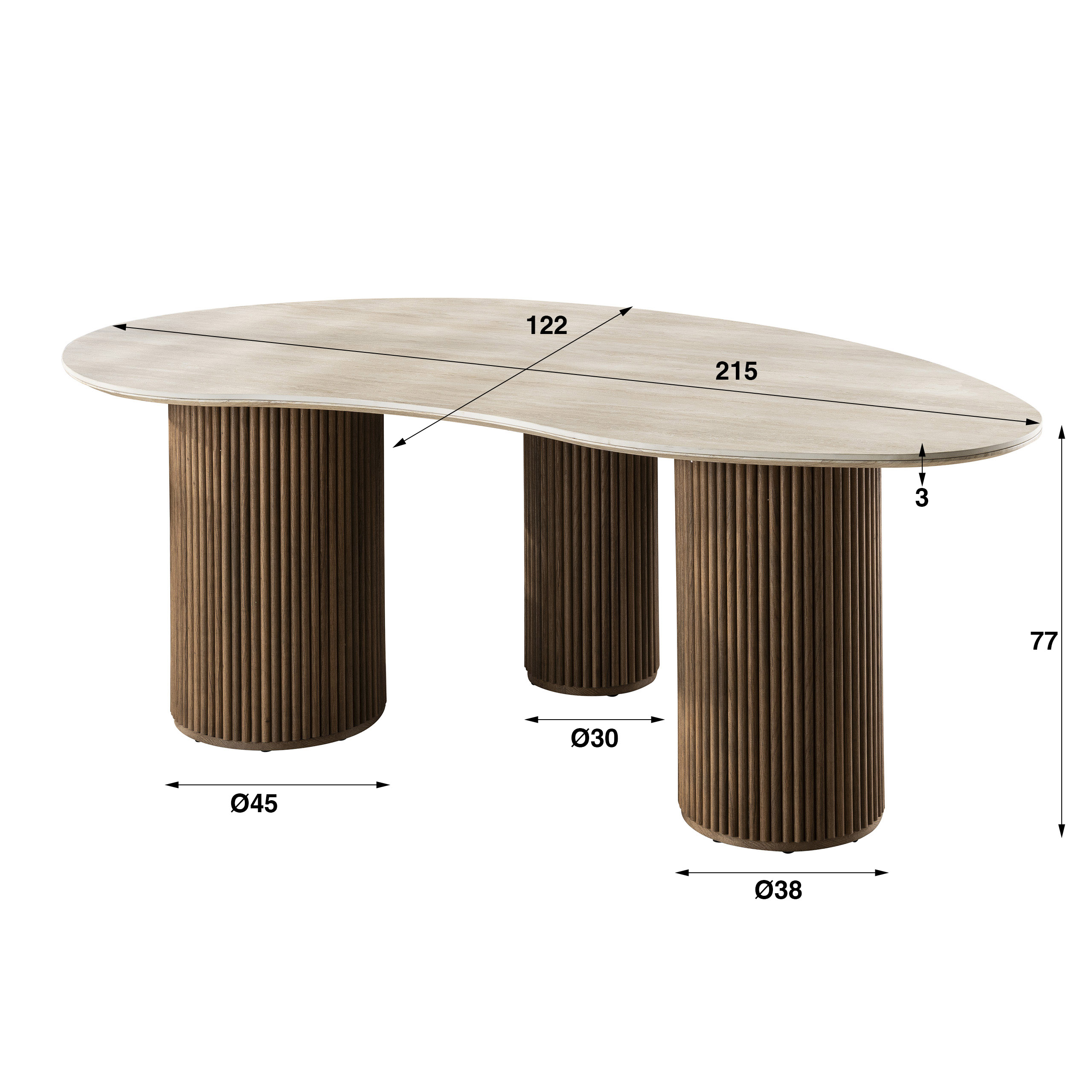 Eettafel Romano niervormig 215 - Afbeelding 7