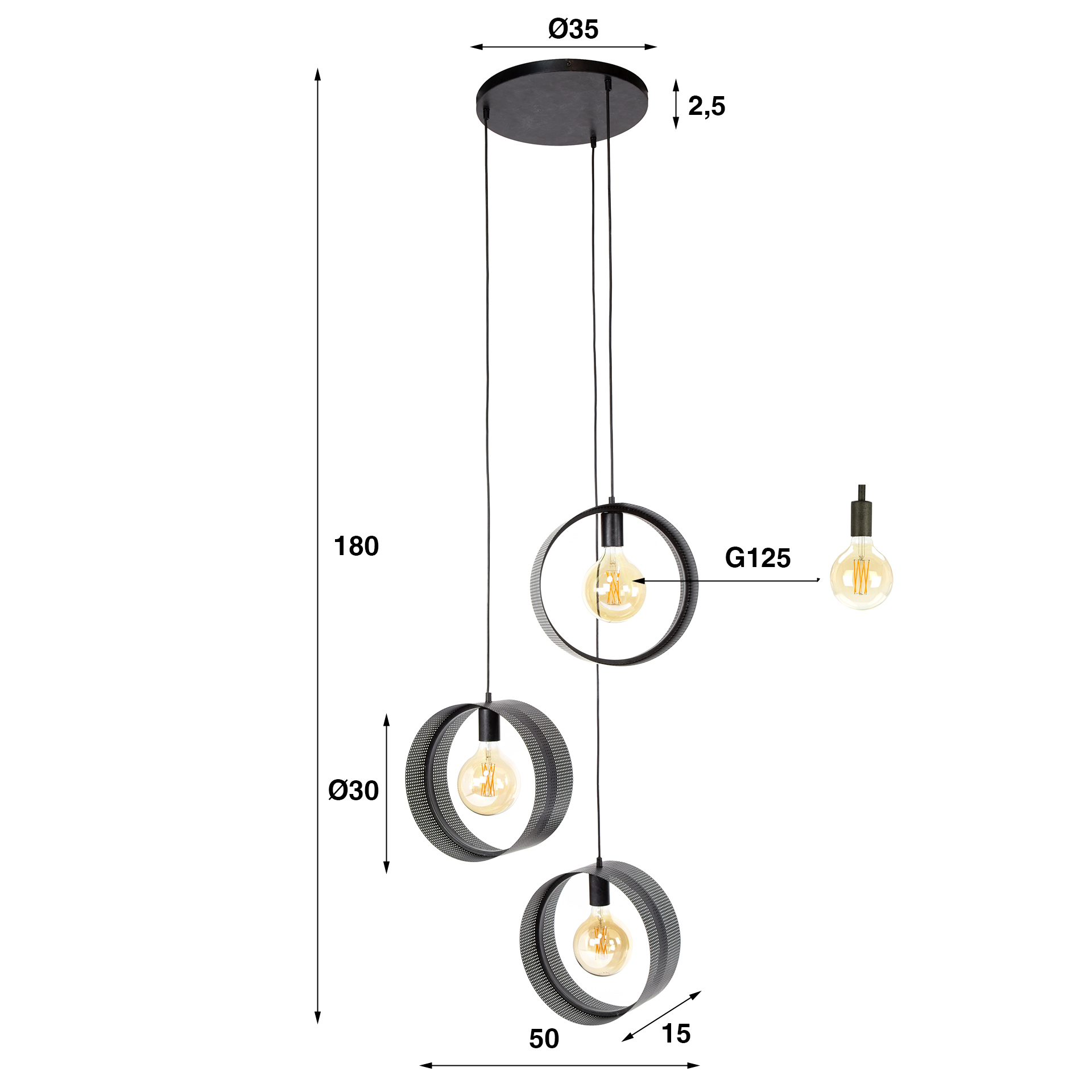 Hanglamp Ring mesh 3L - Afbeelding 5
