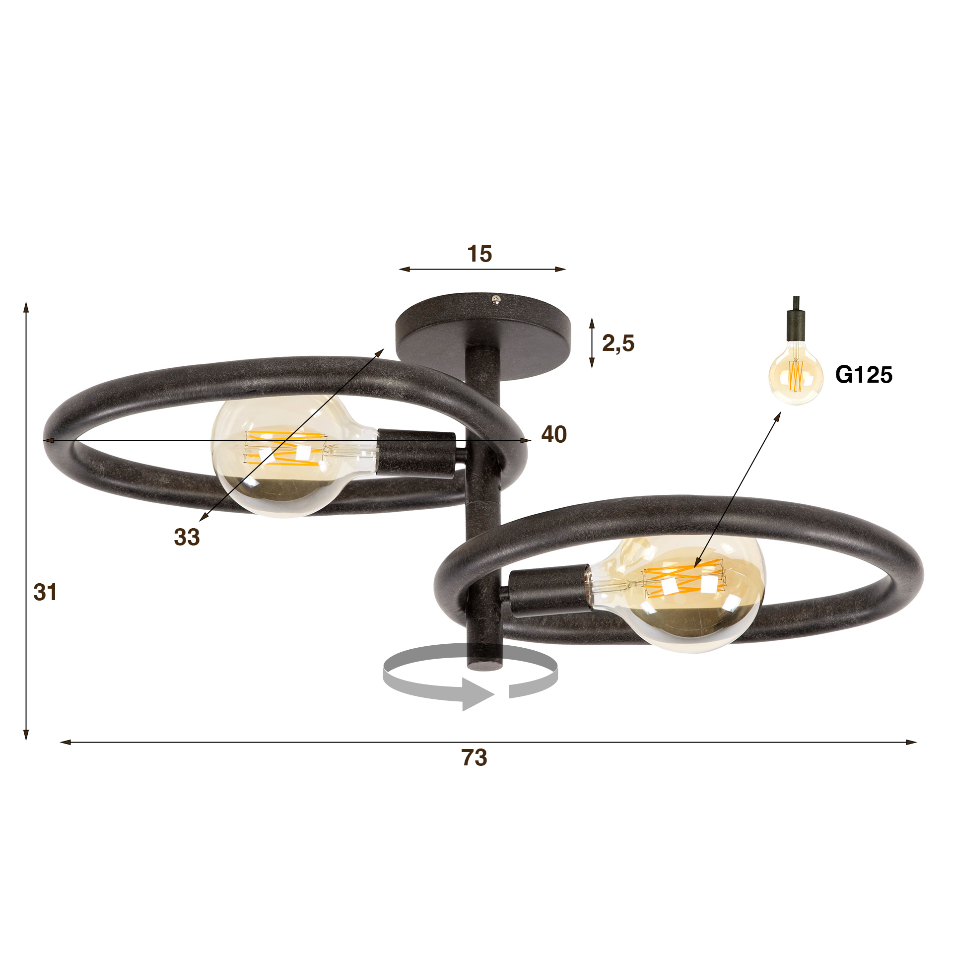 Plafondlamp Pebble 2L - Afbeelding 4