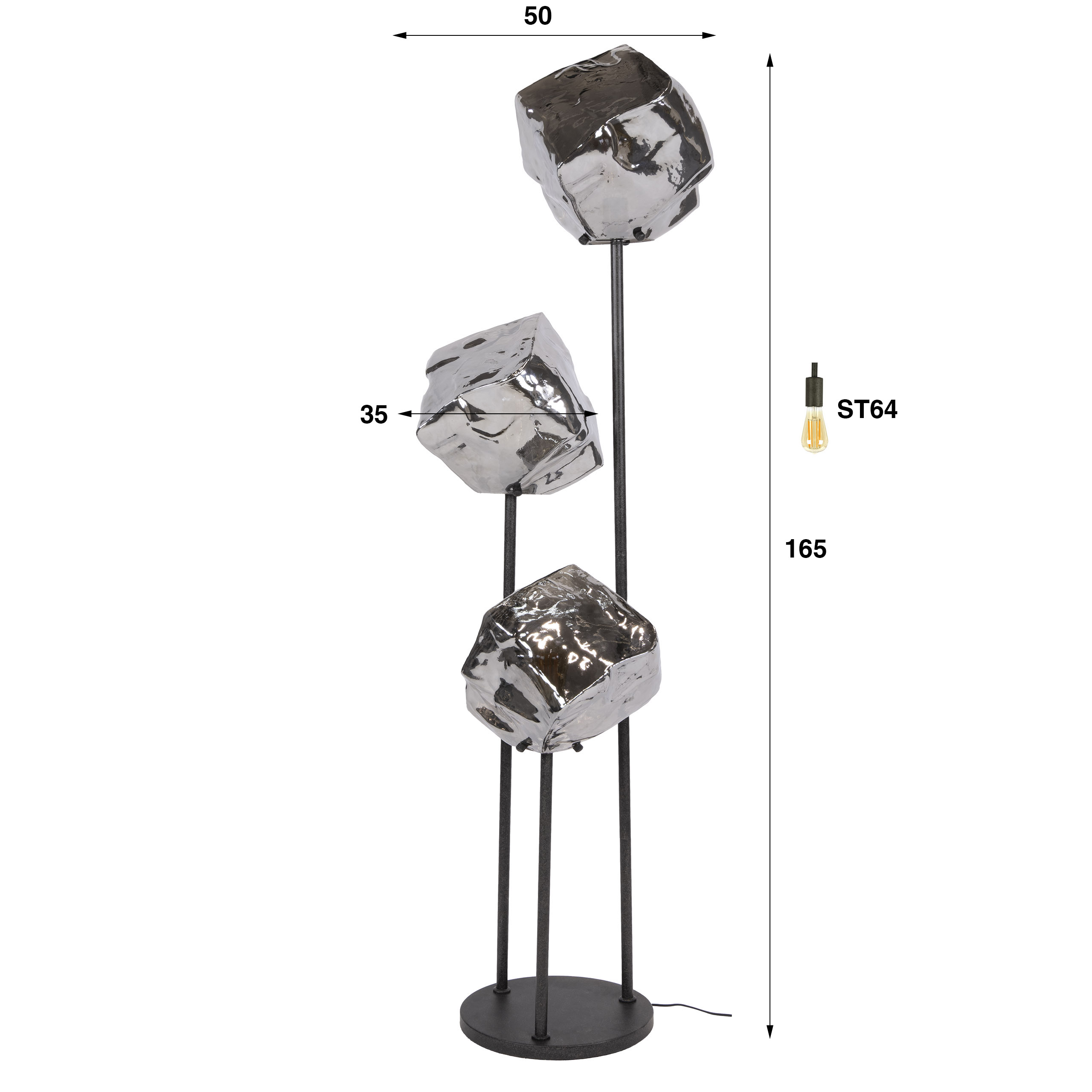 Vloerlamp Rock getrapt 3L - Afbeelding 5