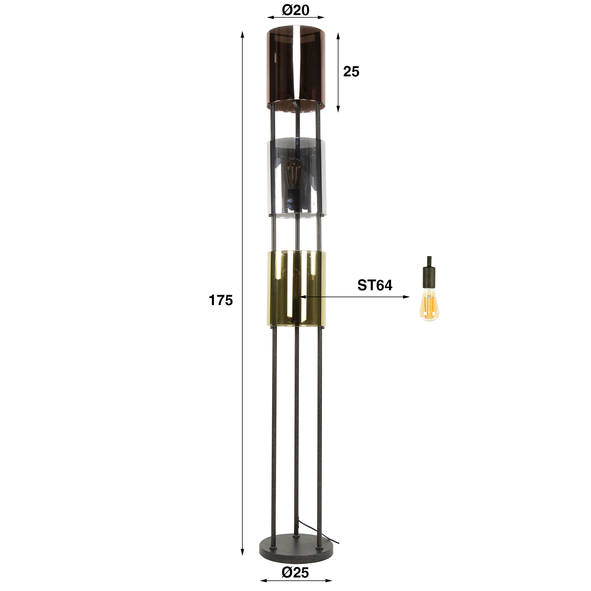 Vloerlamp Lucente Tricolore 3L - Afbeelding 5