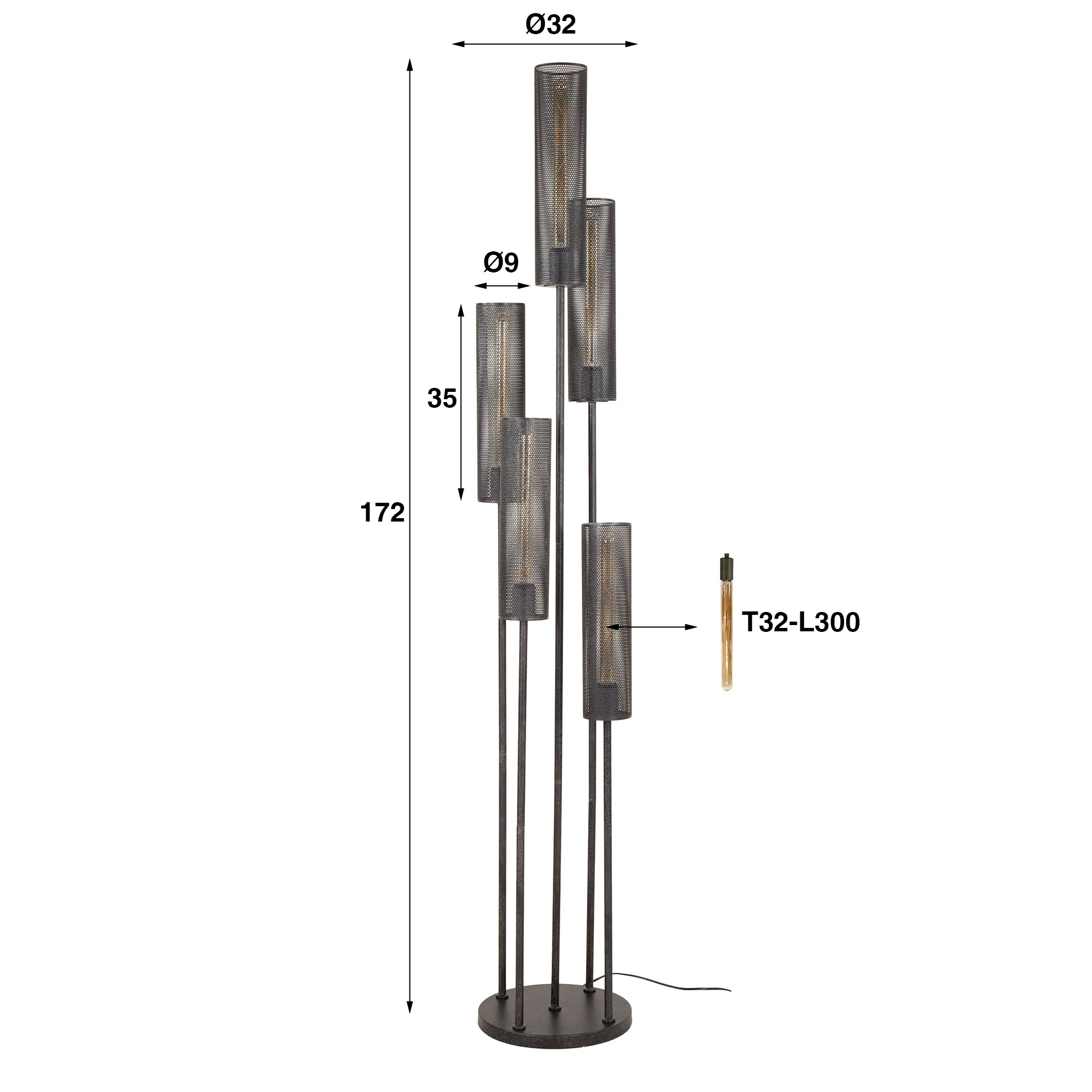Vloerlamp Tube Mesh 5L - Afbeelding 5
