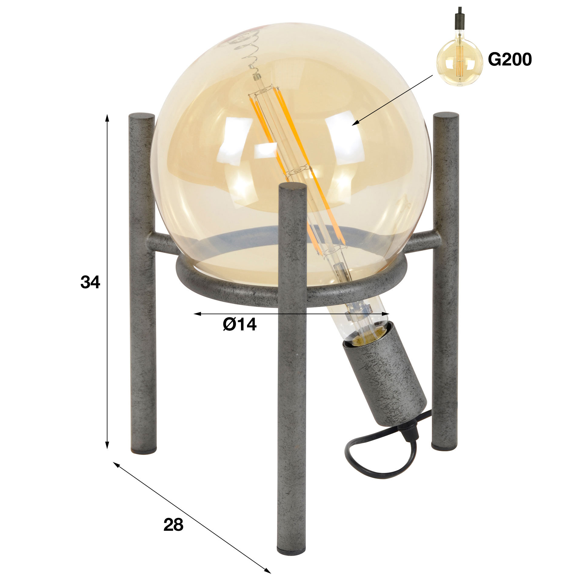 Tafellamp Saturn Ø20 lichtbron 1L - Afbeelding 4