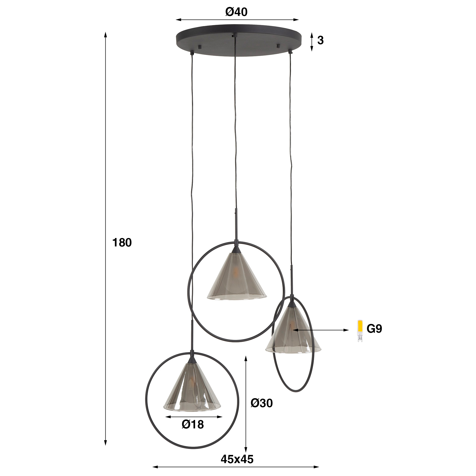 Hanglamp Conic 3L - Afbeelding 4