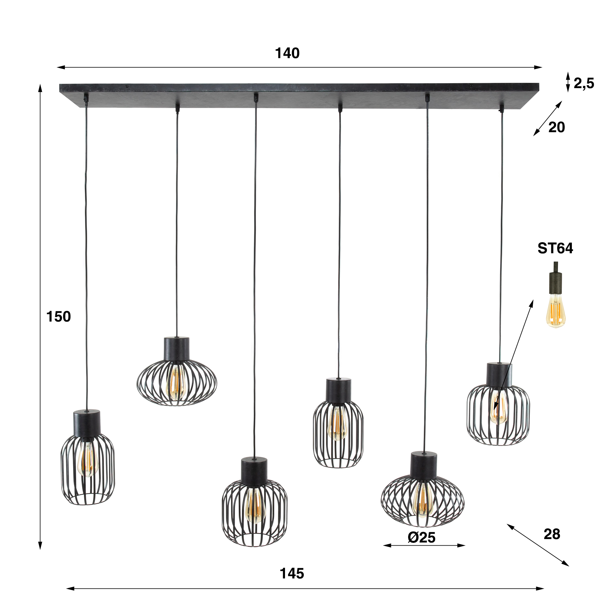 Hanglamp Mix Metal 3+3L - Afbeelding 6