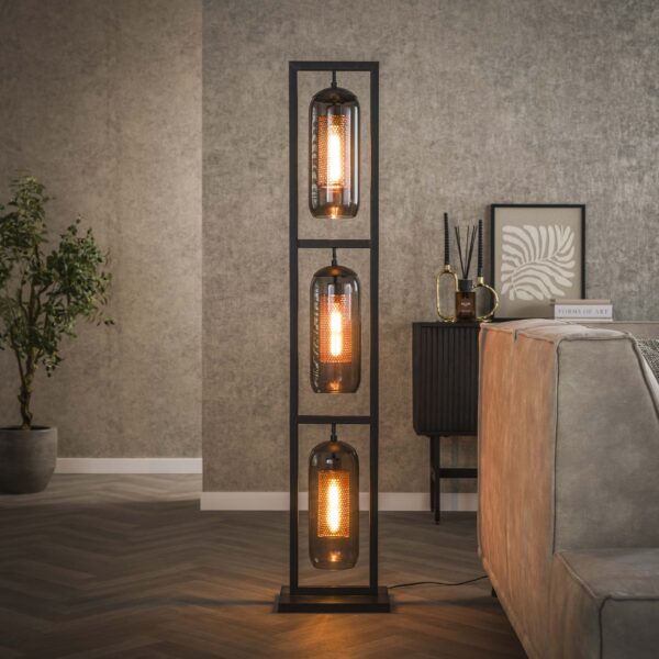 7837_77_1 Vloerlamp Smoke Mesh 3L