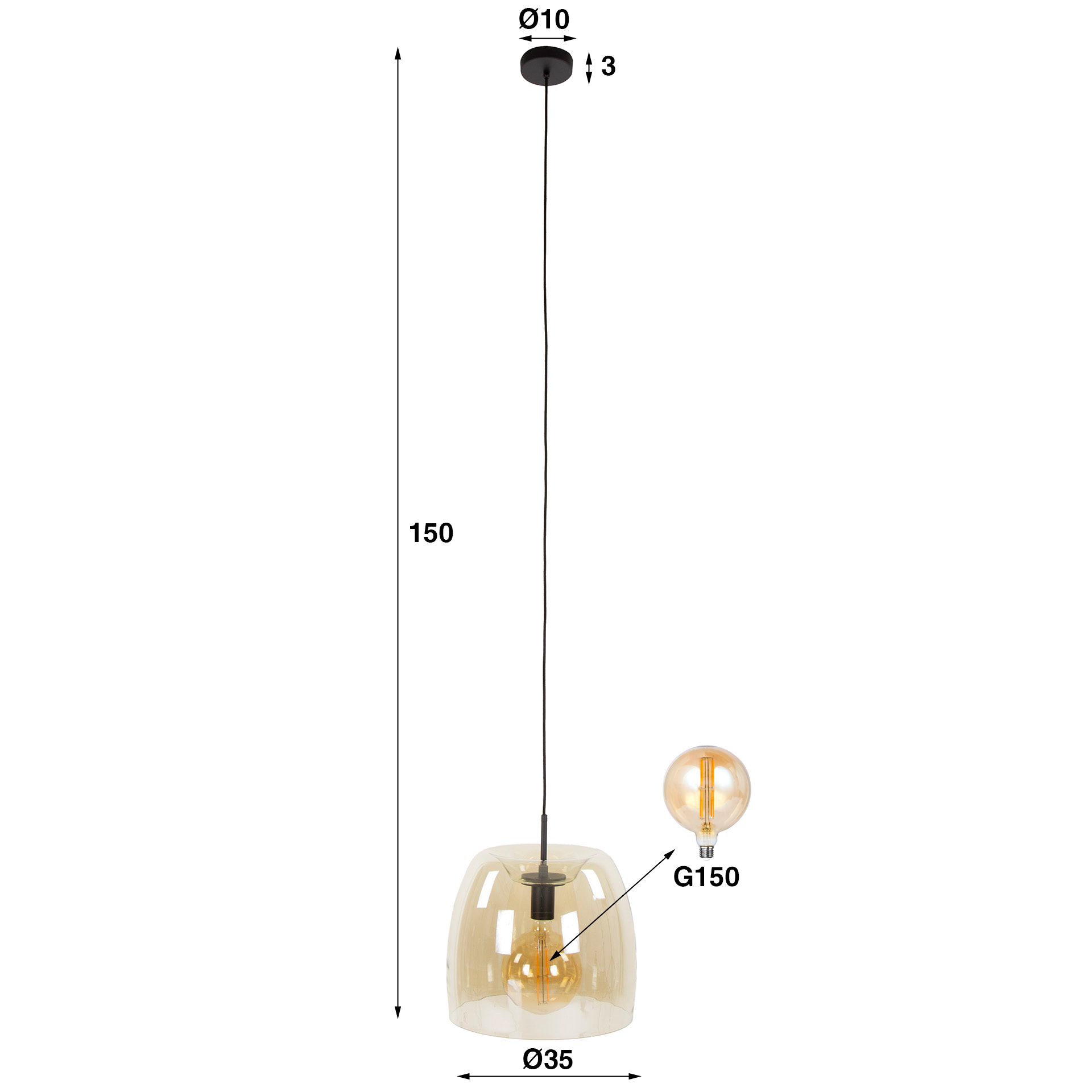 Hanglamp Drift Glass 1L - Afbeelding 4
