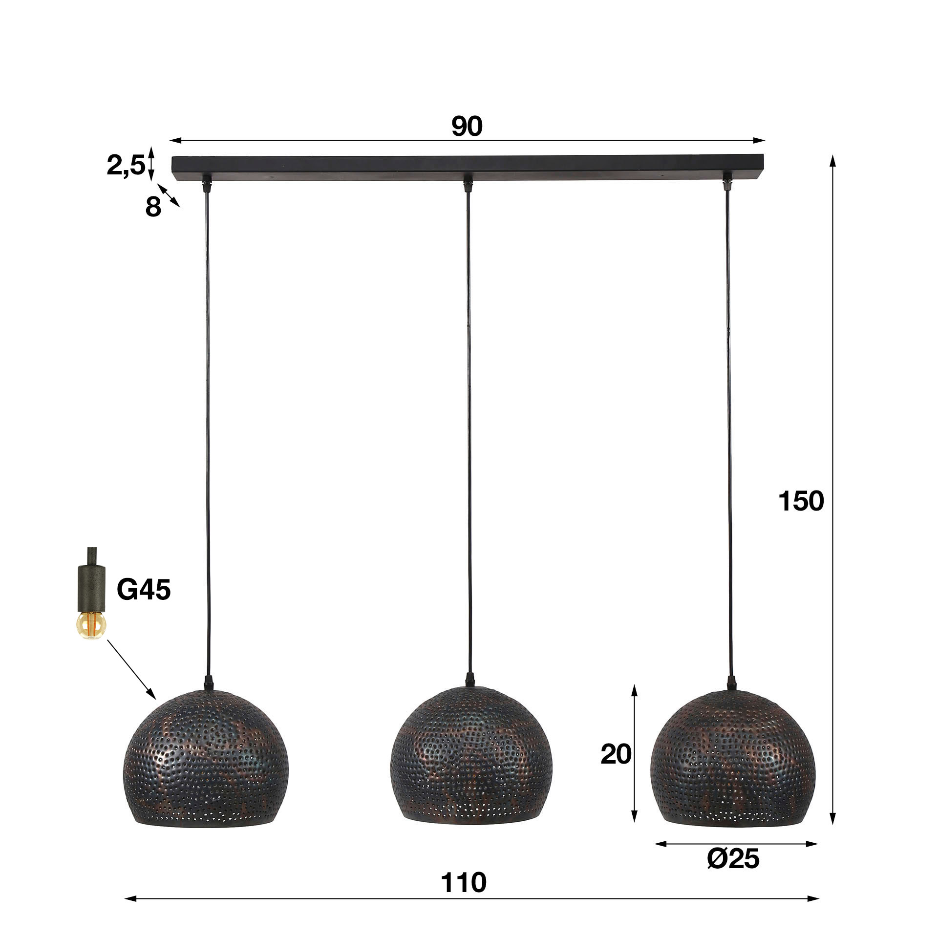 Hanglamp Punch Orb 3L - Afbeelding 4