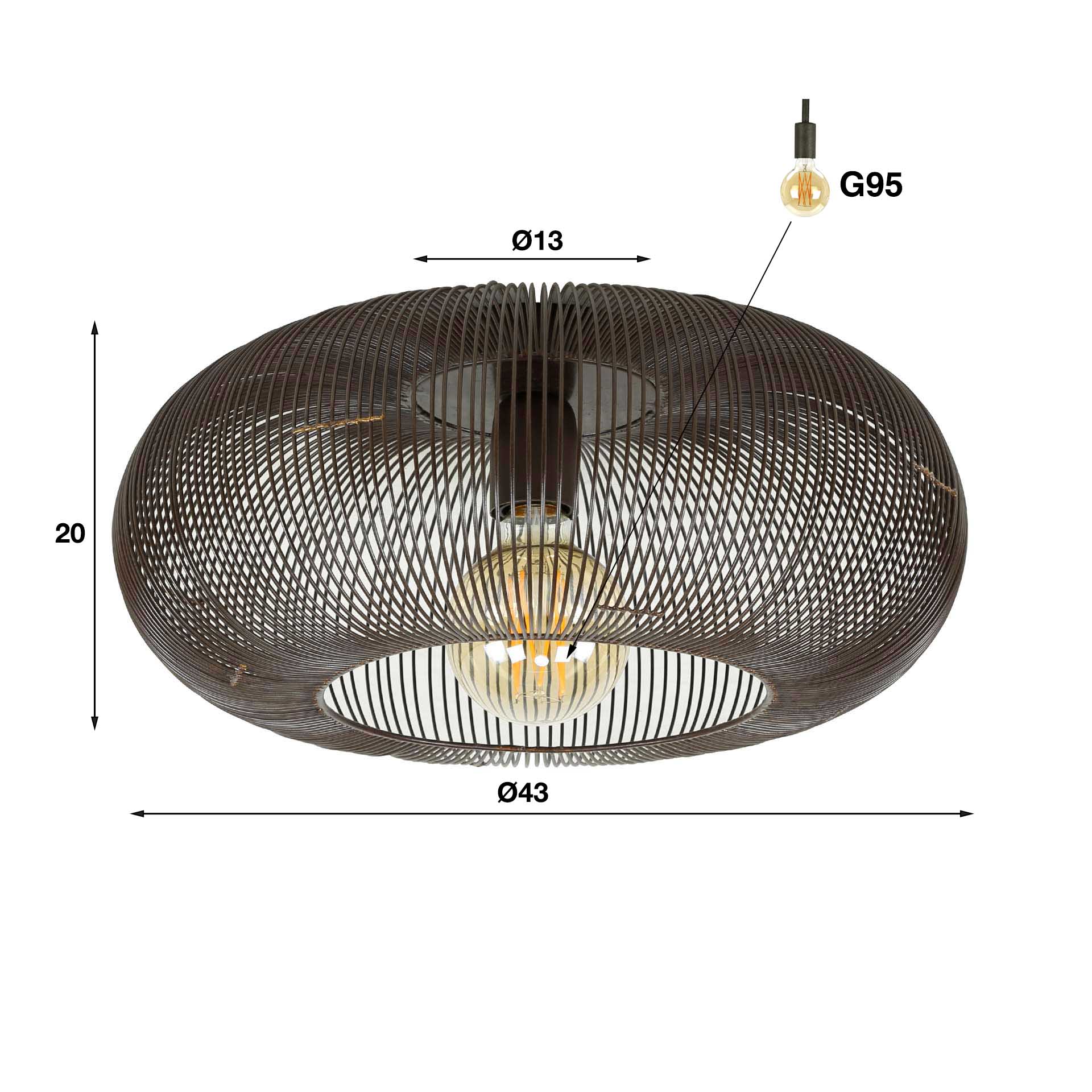Plafondlamp Copper Twist 1L - Afbeelding 4