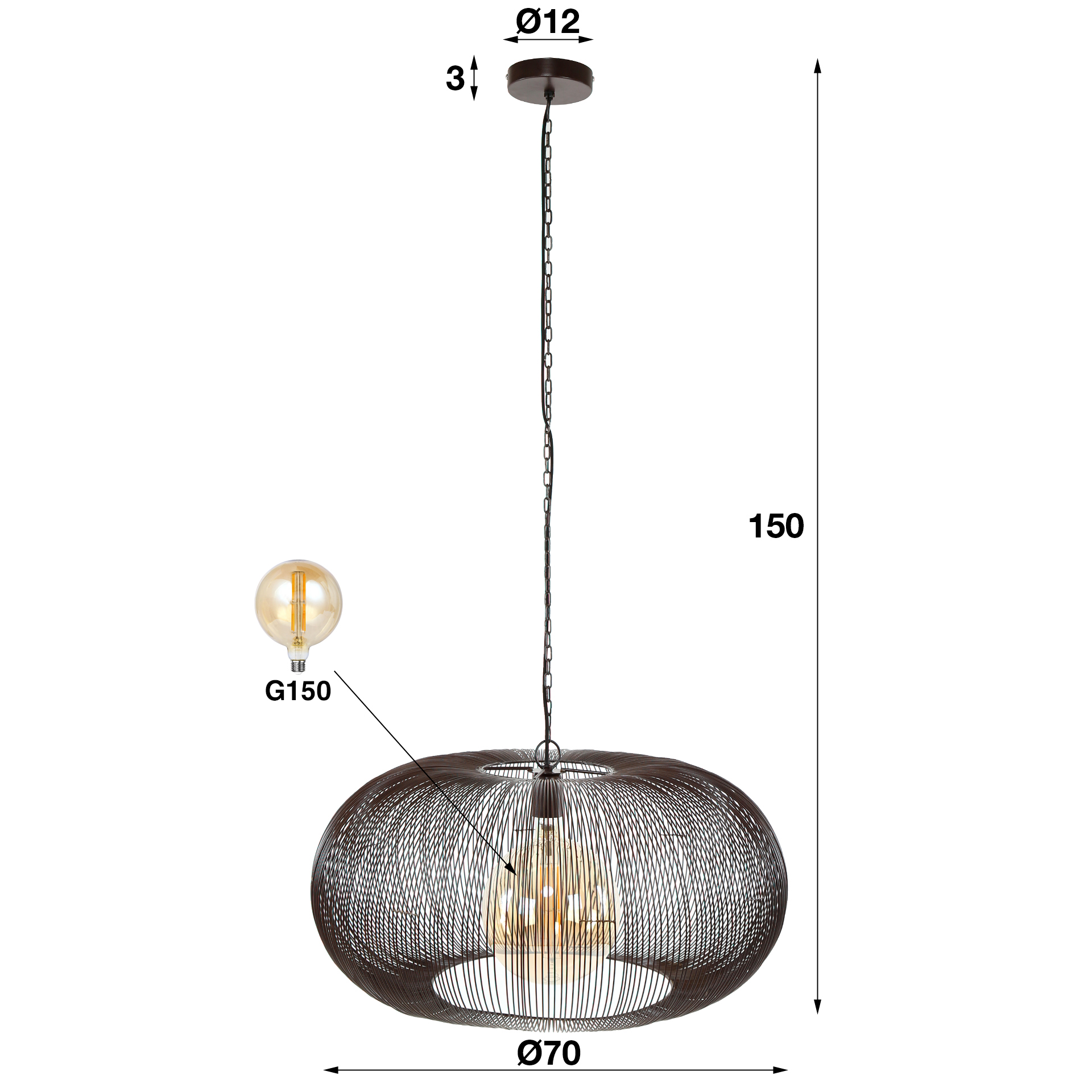 Hanglamp Copper Twist 1L Ø70 - Afbeelding 6