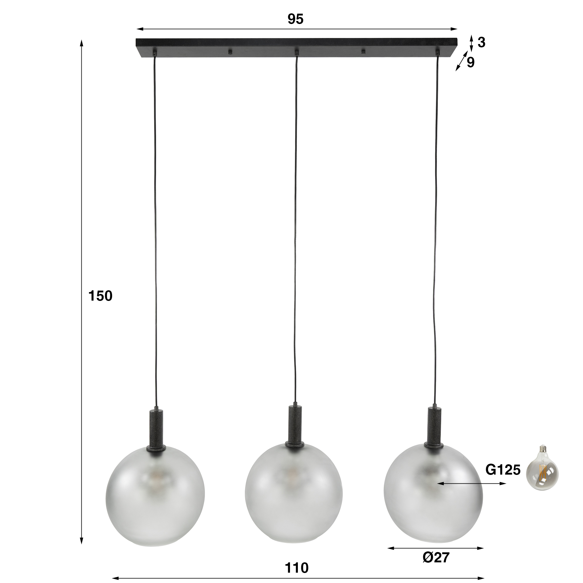 Hanglamp Bubble Frosted 3L - Afbeelding 4