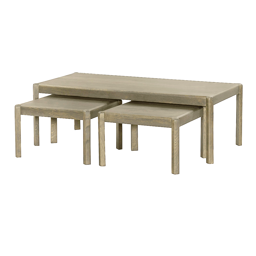 Amalfi Salontafel en Bijzettafel (set) white wash vanaf 50 cm