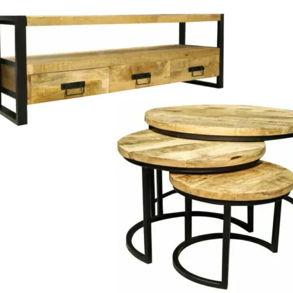 Combideal Iron Wood Deluxe: Salontafelset + Tv Meubel