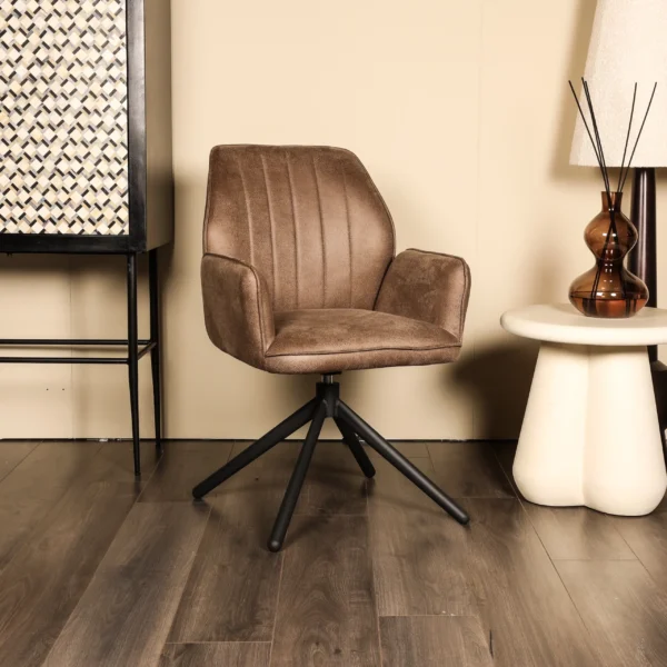 Eetkamerstoel met arm Can - Taupe - Microvezel